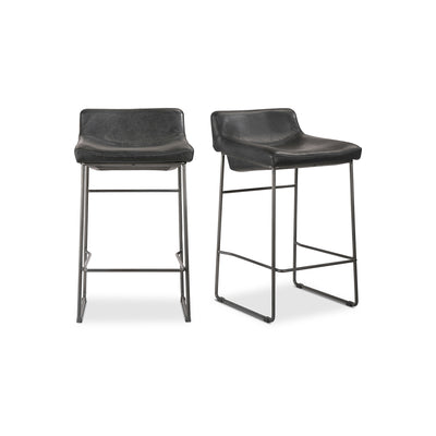 Starlet Counter Stool Onyx Black Leather - Set Of Two by Moe's Home