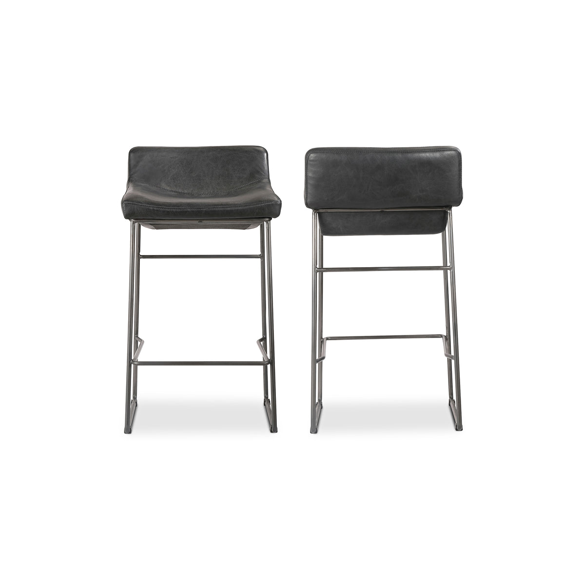 Starlet Counter Stool Onyx Black Leather - Set Of Two by Moe's Home