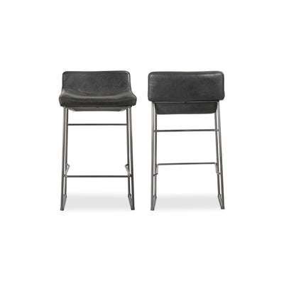 Starlet Counter Stool Onyx Black Leather - Set Of Two by Moe's Home
