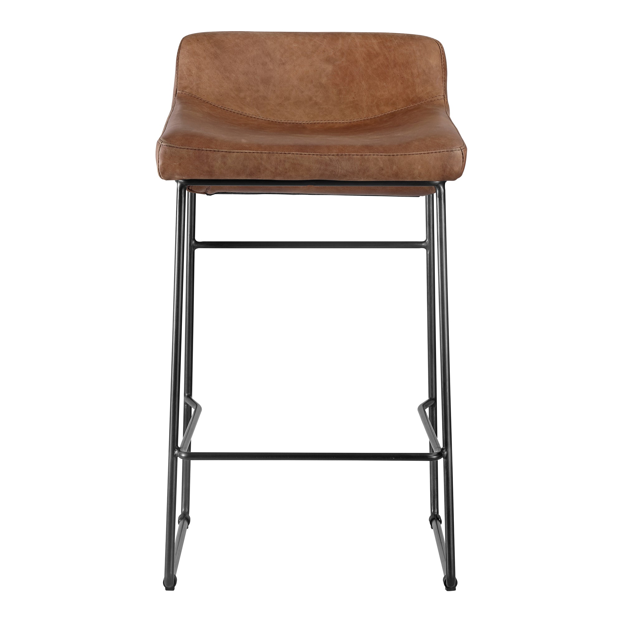 Starlet Counter Stool Open Road Brown Leather - Set Of Two