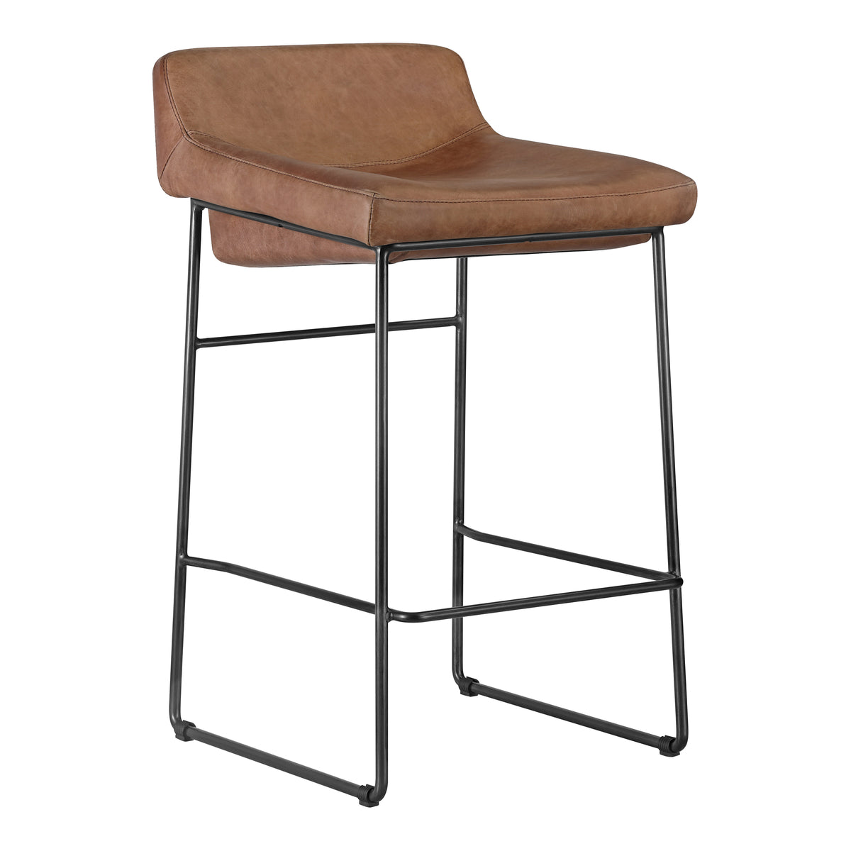 Starlet Counter Stool Open Road Brown Leather - Set Of Two by Moe's Home