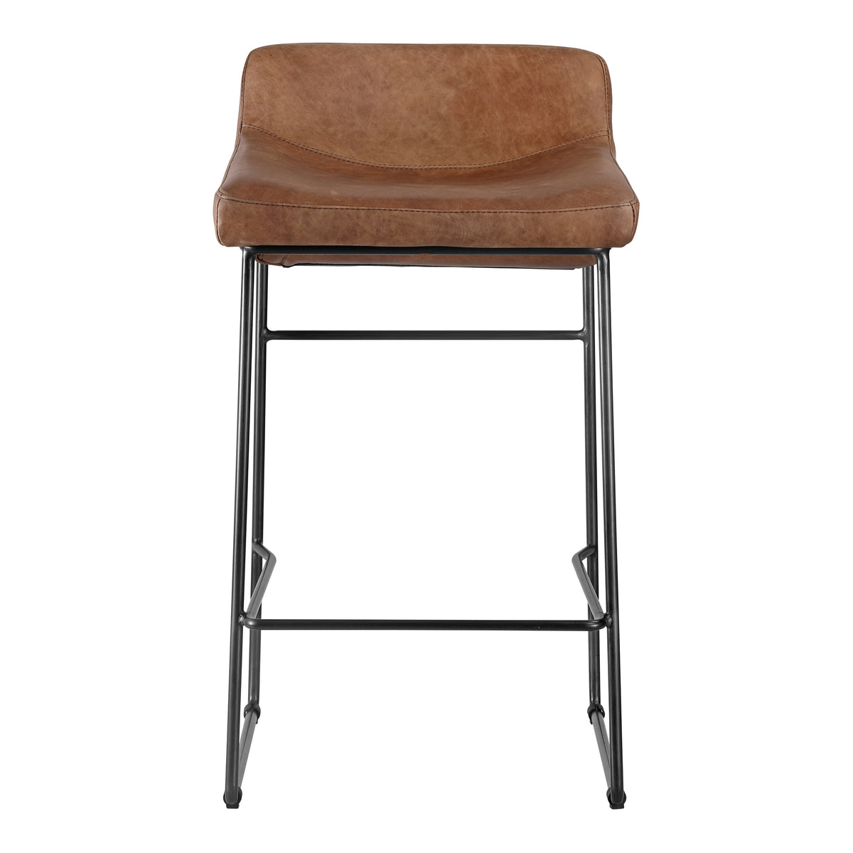 Starlet Counter Stool Open Road Brown Leather - Set Of Two by Moe's Home
