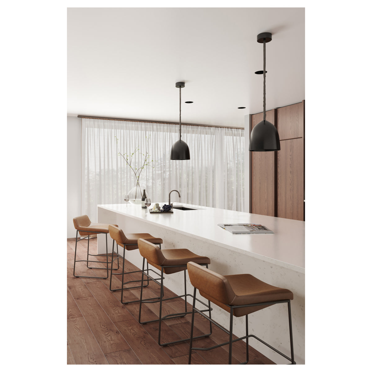 Starlet Counter Stool Open Road Brown Leather - Set Of Two by Moe's Home