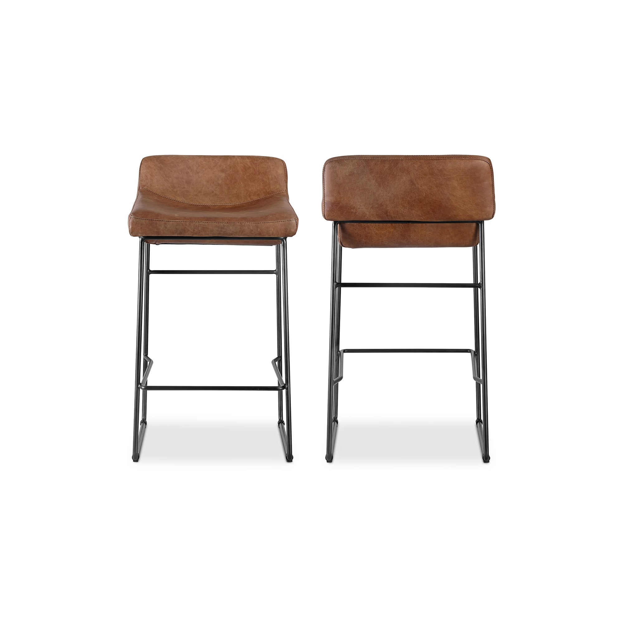 Starlet Counter Stool Open Road Brown Leather - Set Of Two