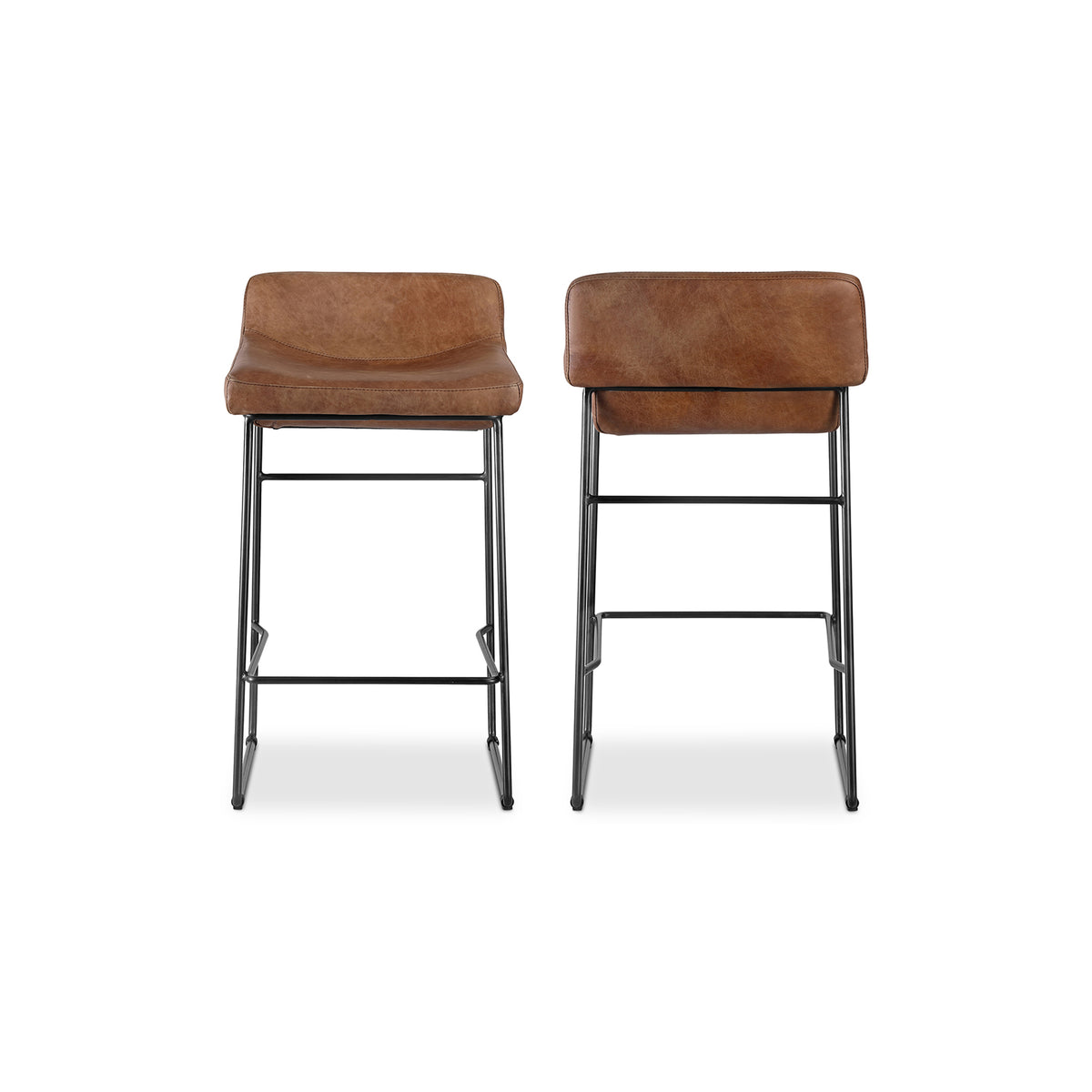 Starlet Counter Stool Open Road Brown Leather - Set Of Two by Moe's Home
