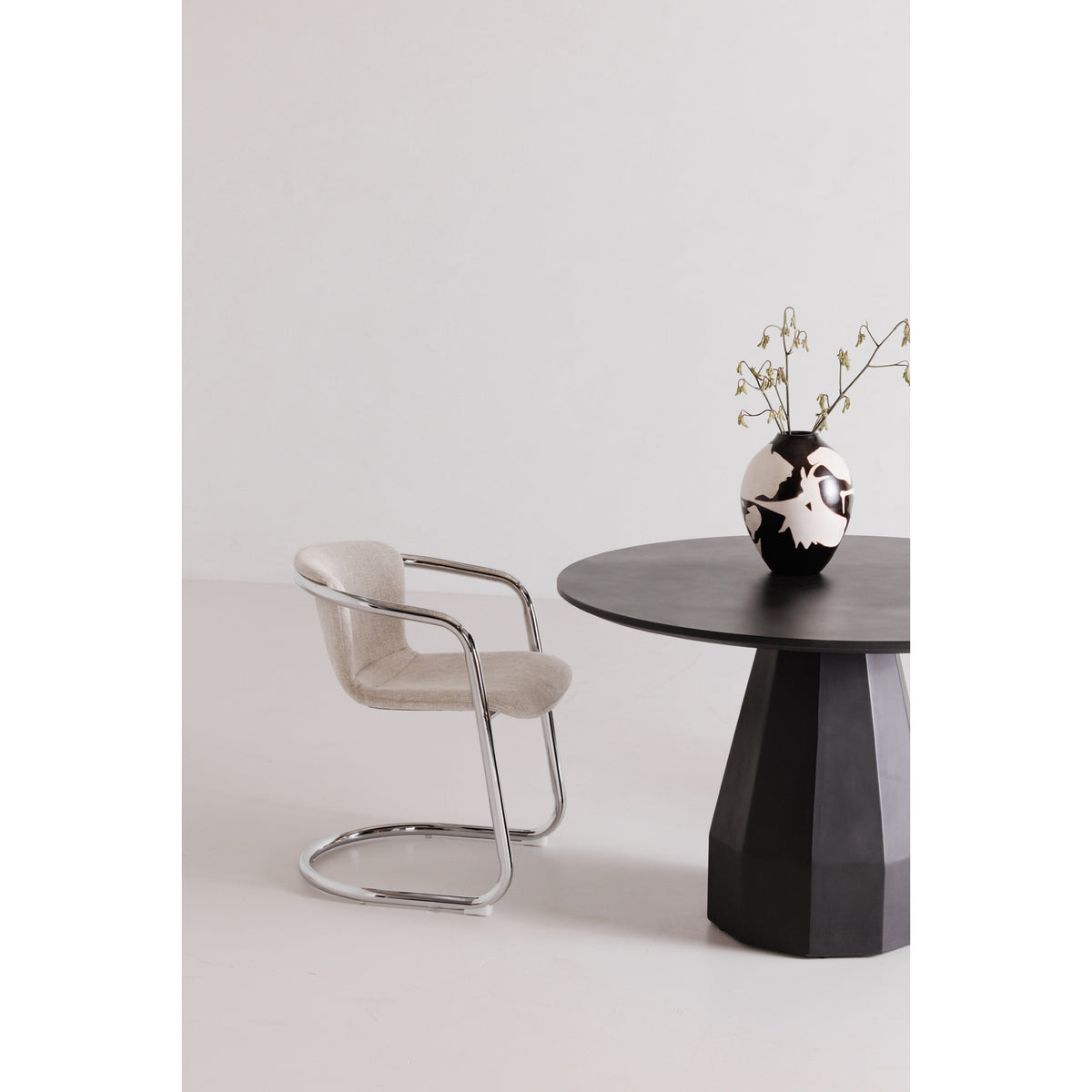 Freeman Chrome Frame Dining Chair Blended Cream - Set Of Two by Moe's Home