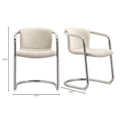 Freeman Chrome Frame Dining Chair Blended Cream - Set Of Two by Moe's Home