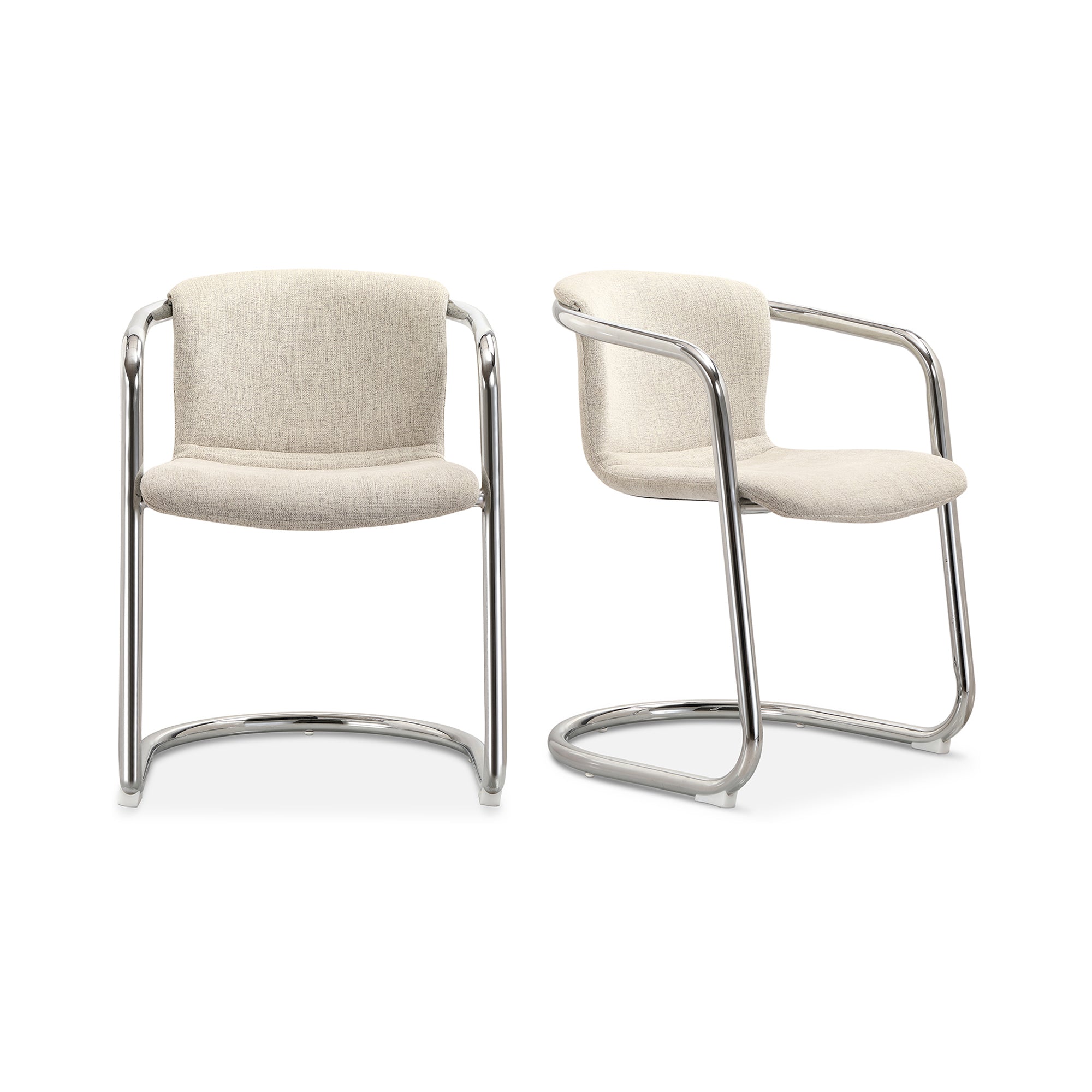 Freeman Chrome Frame Dining Chair Blended Cream   Set Of Two | White