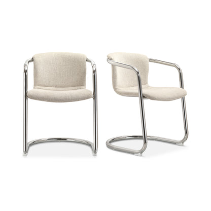 Freeman Chrome Frame Dining Chair Blended Cream   Set Of Two | White