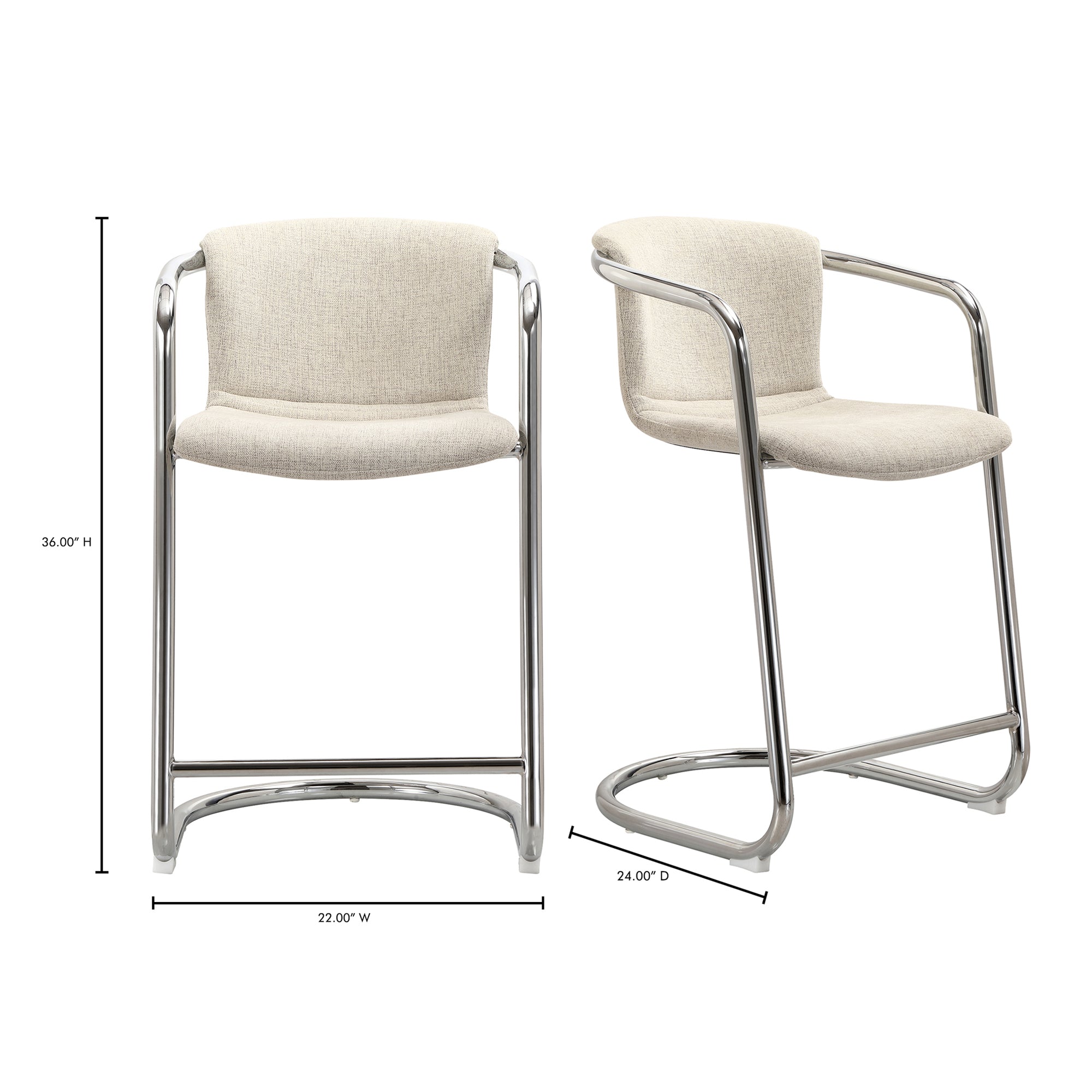 Freeman Chrome Frame Counter Stool Blended Cream - Set Of Two