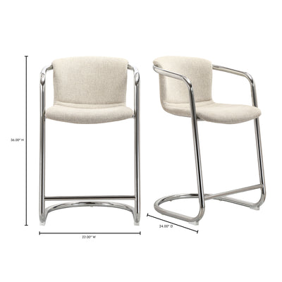 Freeman Chrome Frame Counter Stool Blended Cream - Set Of Two by Moe's Home