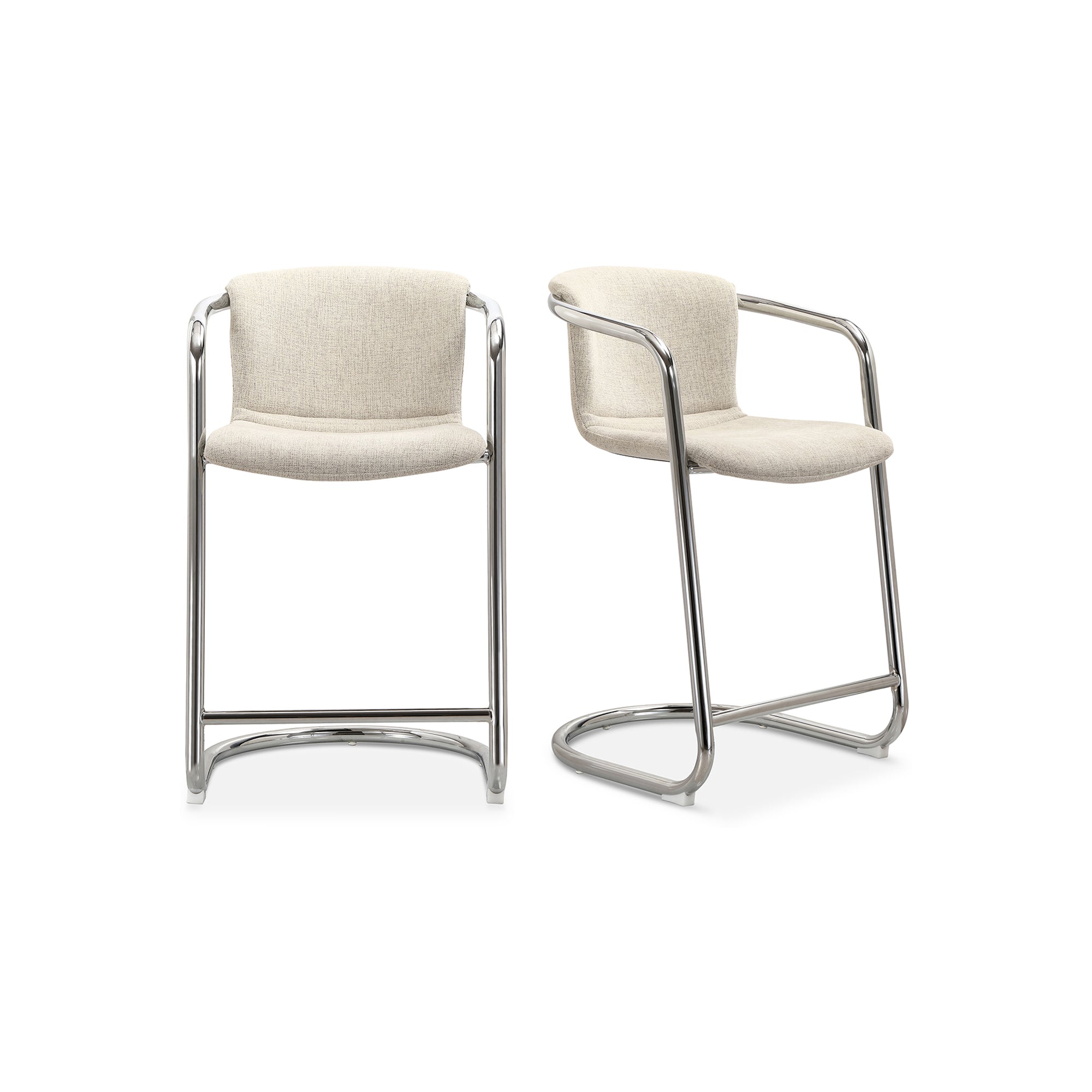 Freeman Chrome Frame Counter Stool Blended Cream   Set Of Two | White