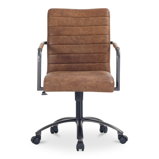 Roy Office Chair Open Road Brown Leather by Moe's Home