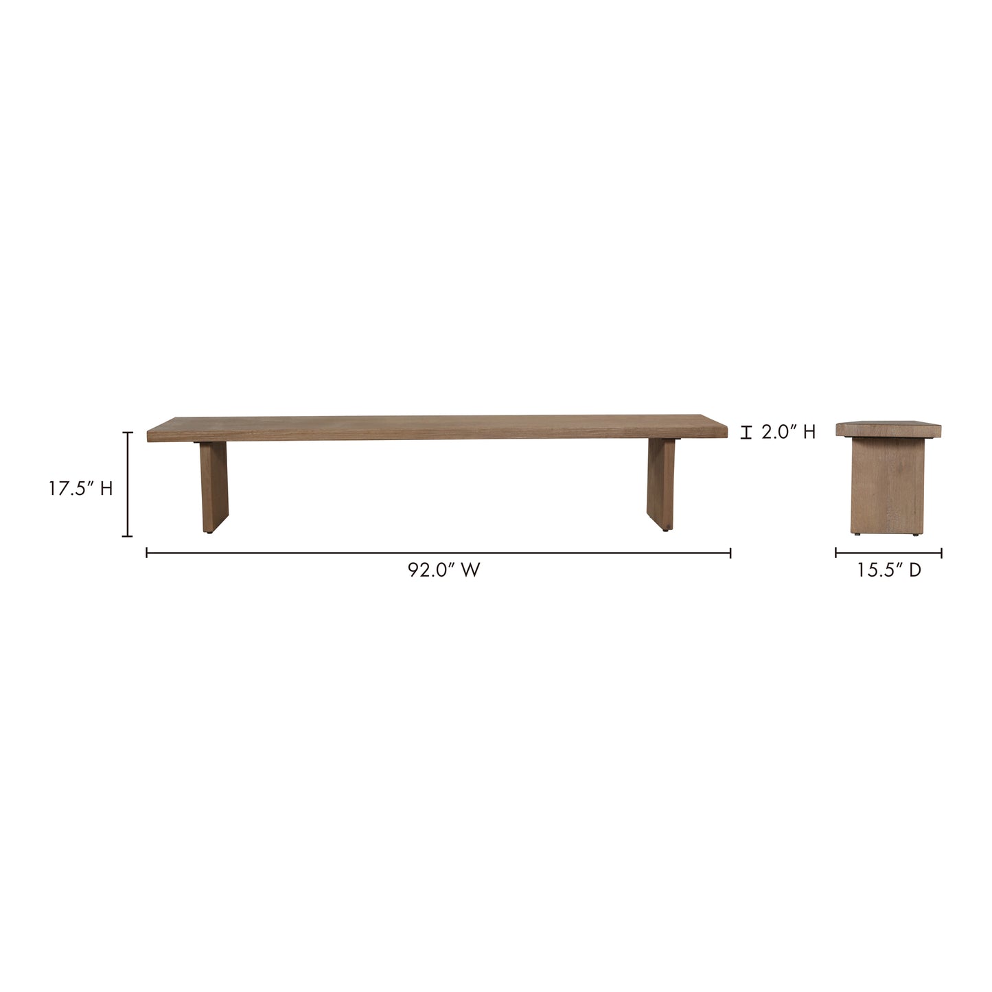 Koshi Bench Sandblasted Amber Oak by Moe's Home
