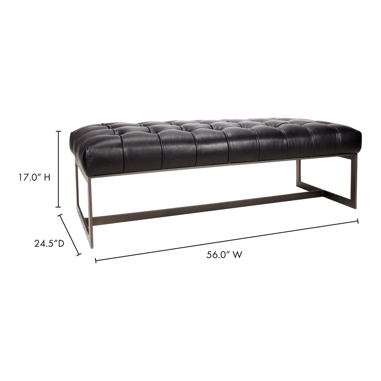 Wyatt Leather Bench Black by Moe's Home
