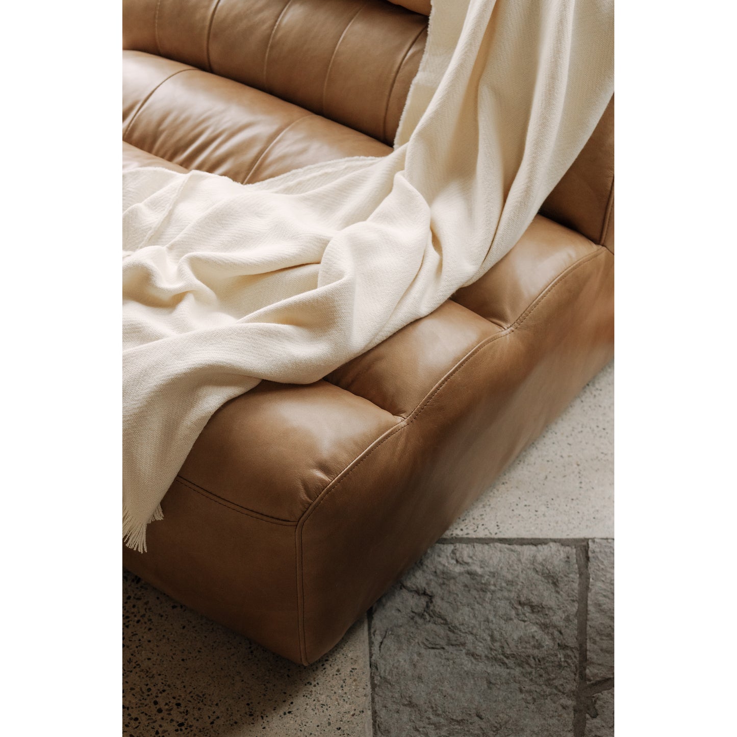 Ramsay Leather Slipper Chair Tan by Moe's Home