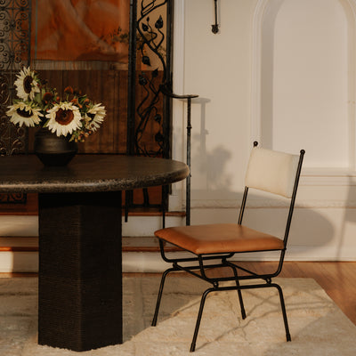 Posta Dining Chair Brown Leather by Moe's Home