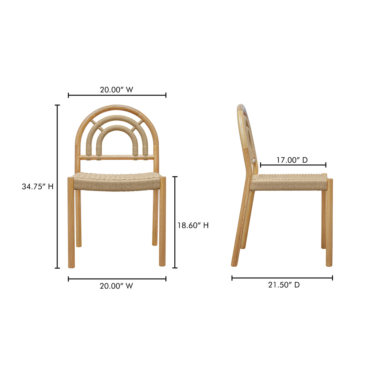 Avery Dining Chair Natural – Set Of Two by Moe's Home