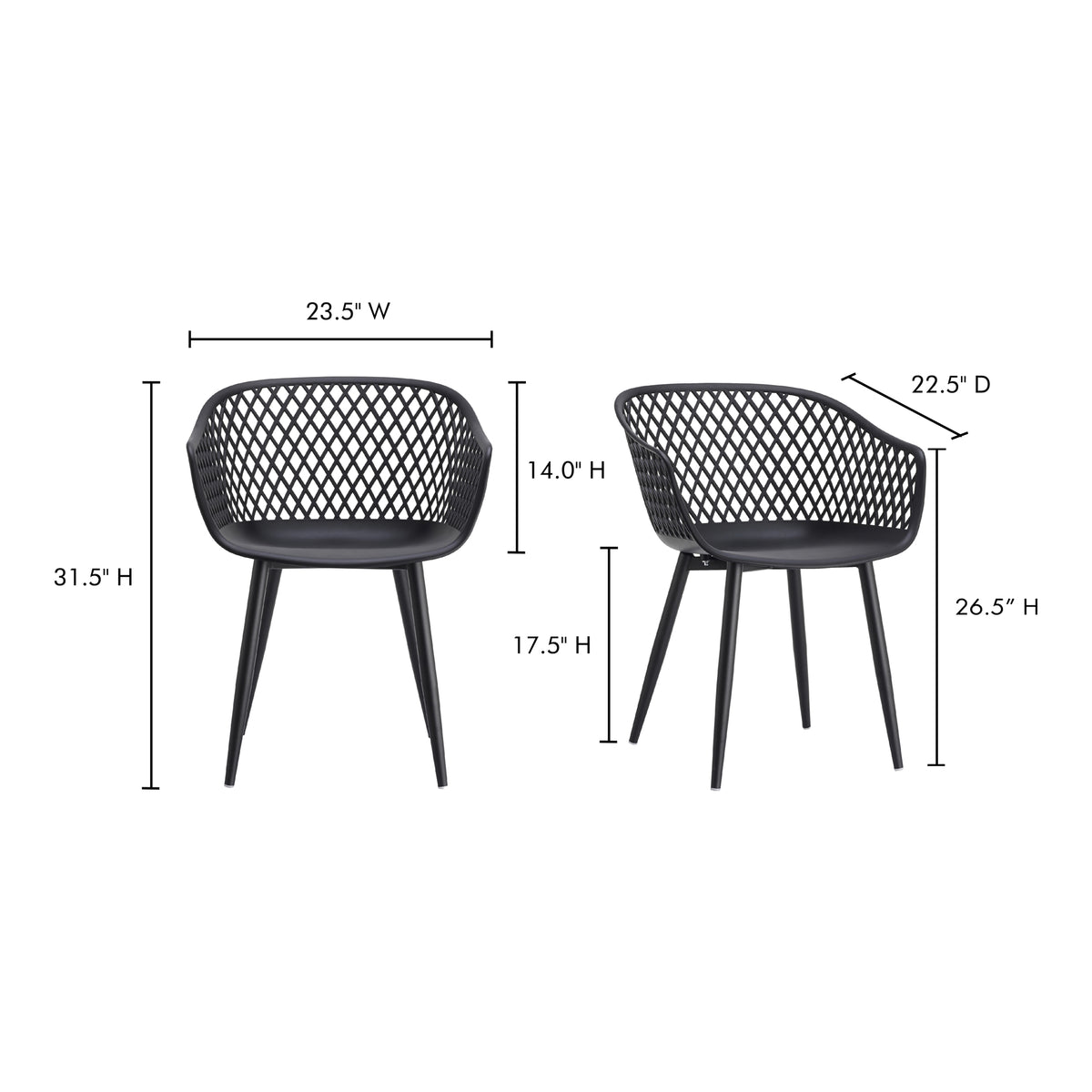 Piazza Outdoor Chair Black - Set Of Two by Moe's Home