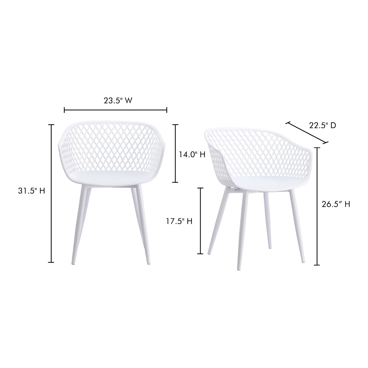 Piazza Outdoor Chair White - Set Of Two by Moe's Home