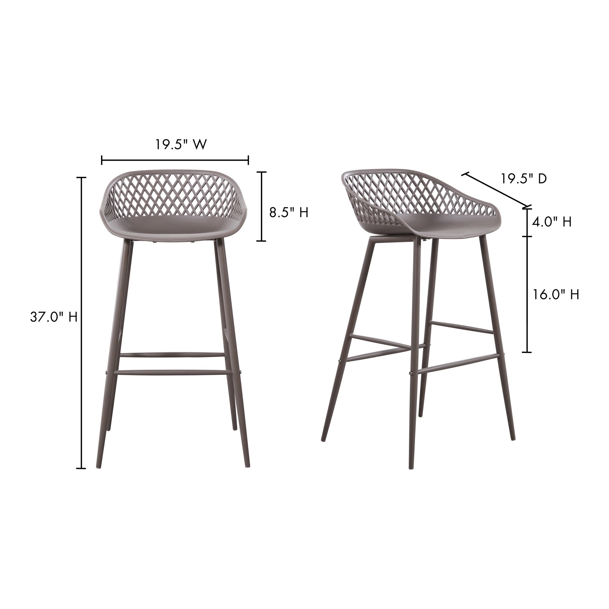 Piazza Outdoor Barstool Grey - Set Of Two