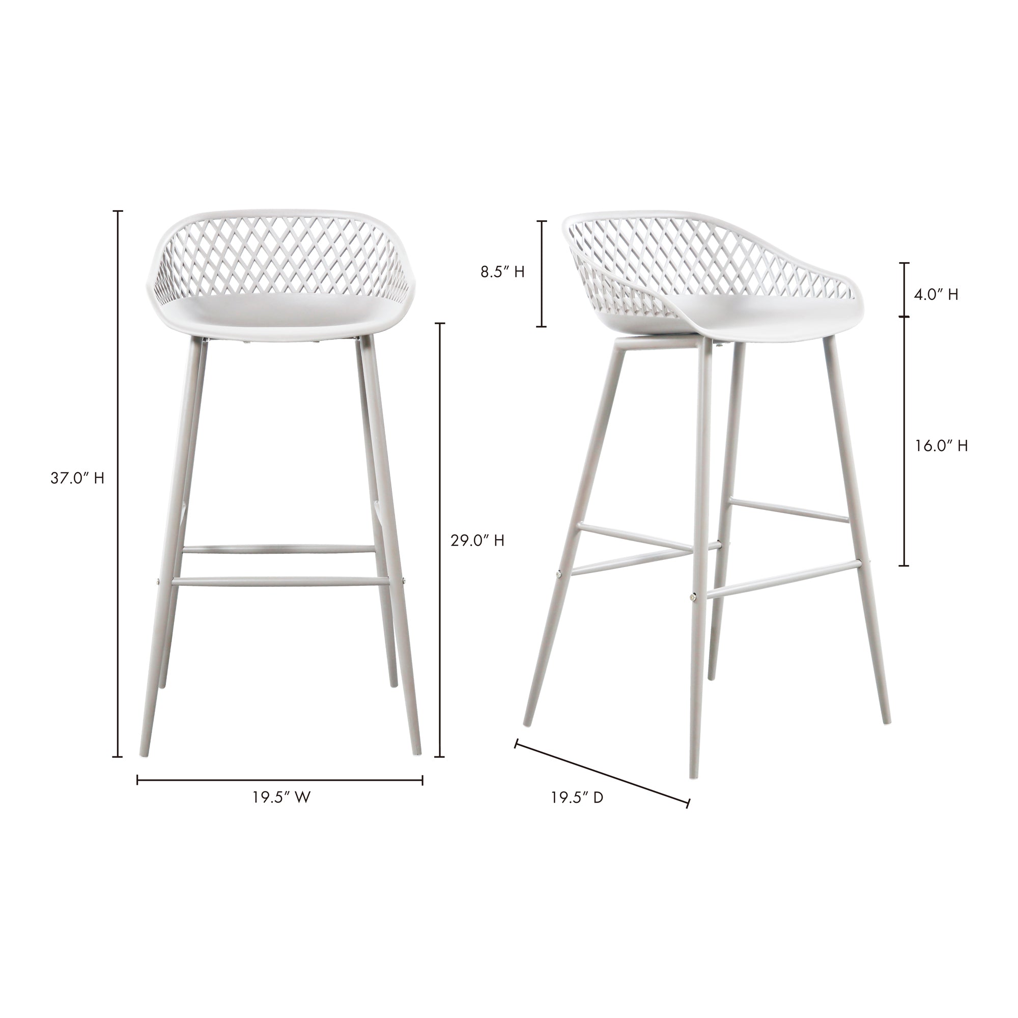 Piazza Outdoor Barstool White - Set Of Two