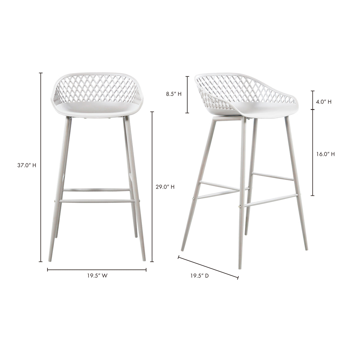 Piazza Outdoor Barstool White - Set Of Two by Moe's Home