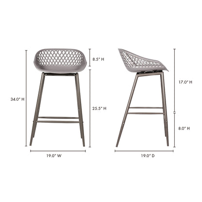 Piazza Outdoor Counter Stool Grey - Set Of Two