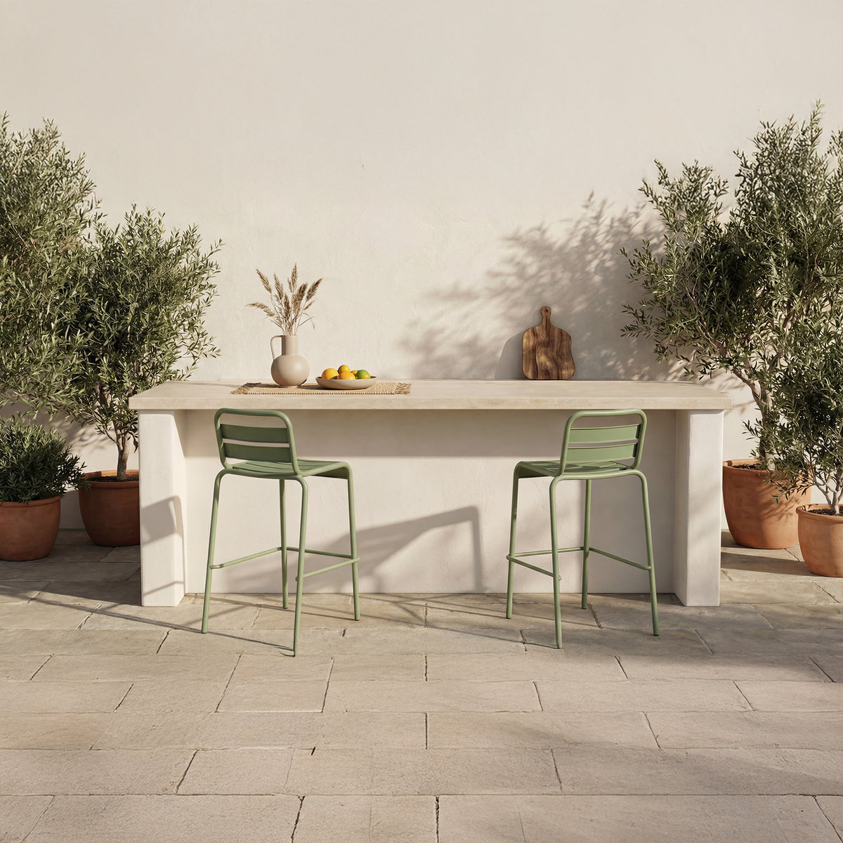 Kade Outdoor Bar Stool Green Set of Two by Moe's Home