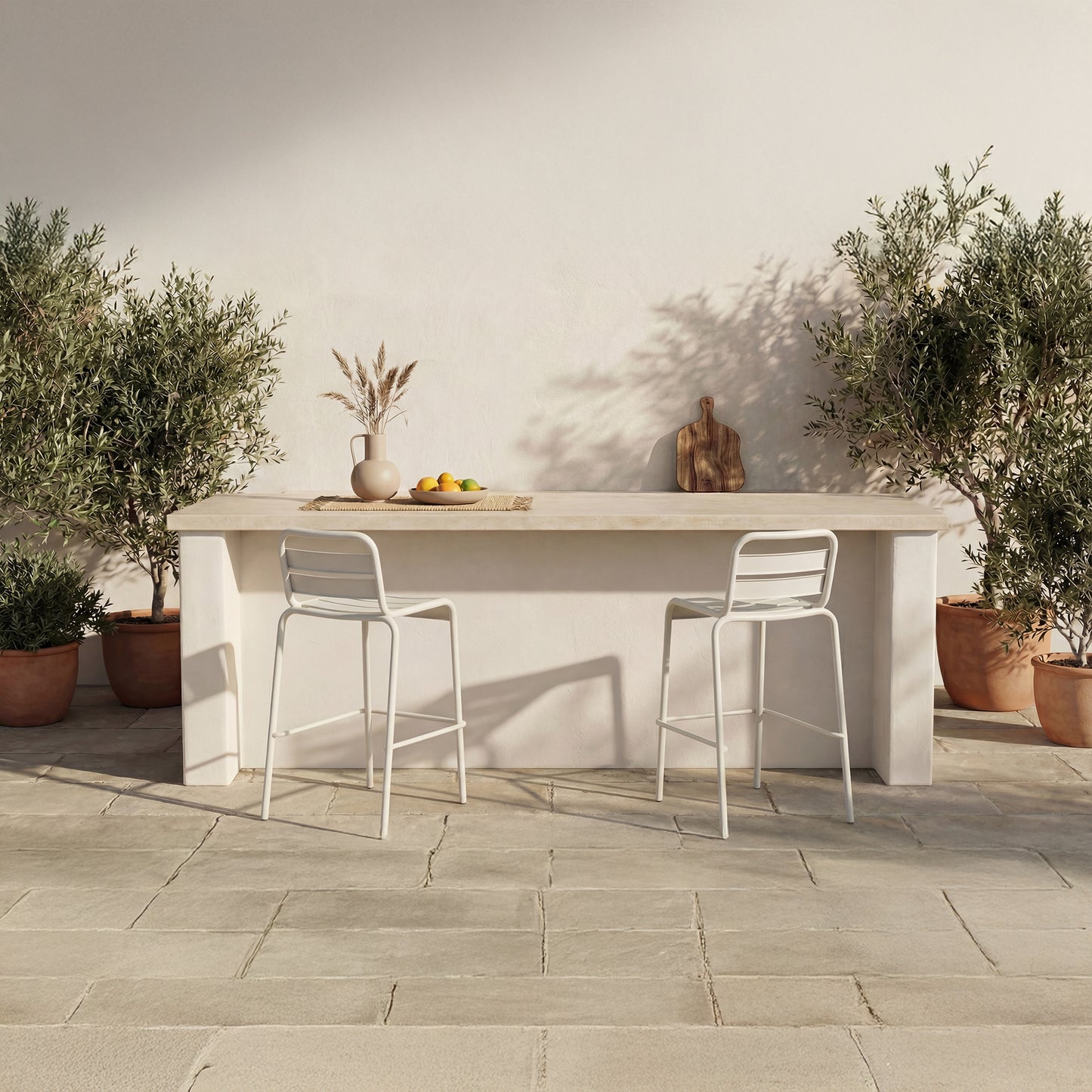Kade Outdoor Bar Stool White Set of Two by Moe's Home