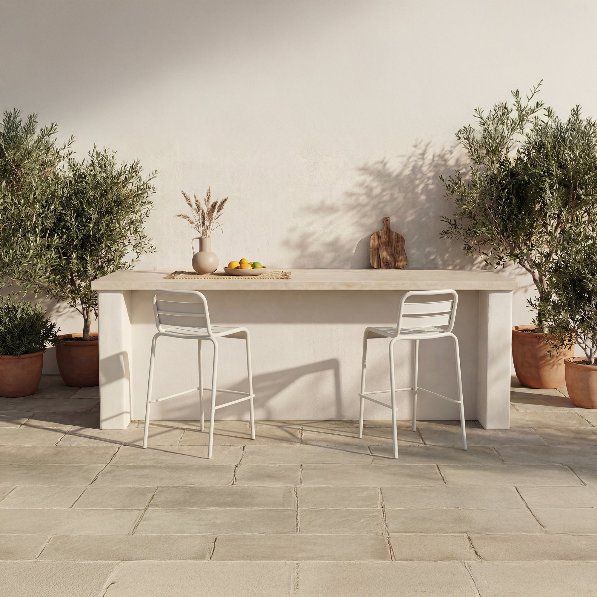 Kade Outdoor Bar Stool White Set of Two by Moe's Home