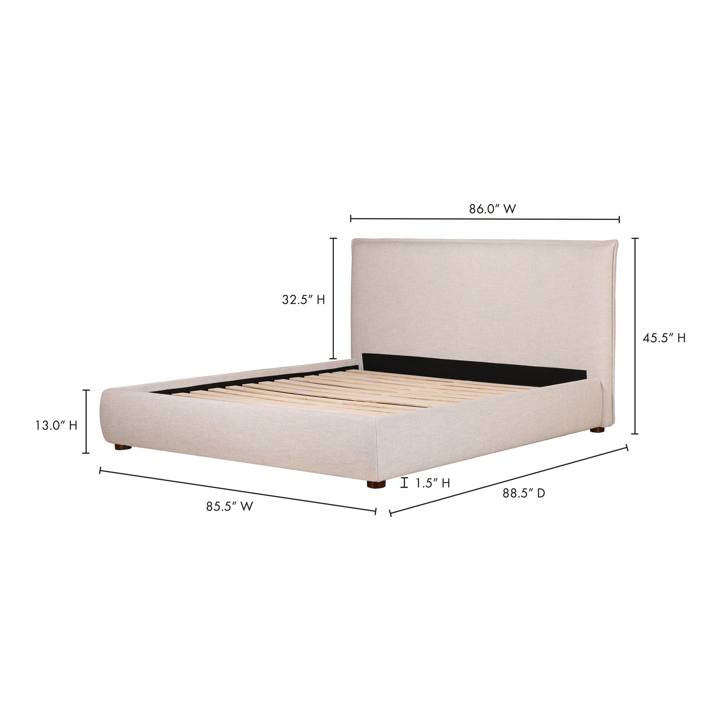 Luzon King Bed Light Grey by Moe's Home