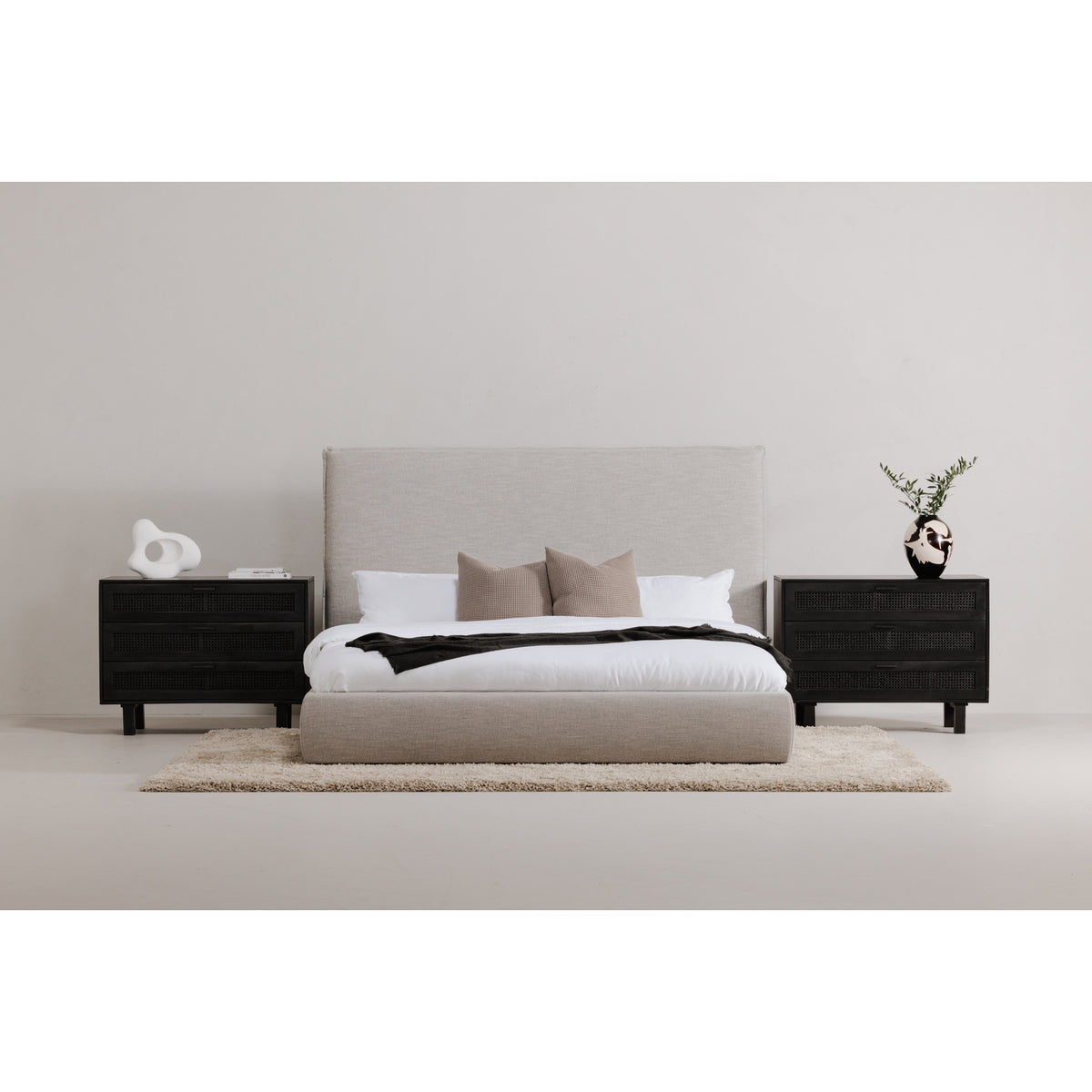 Luzon King Bed Tall Headboard Light Grey by Moe's Home