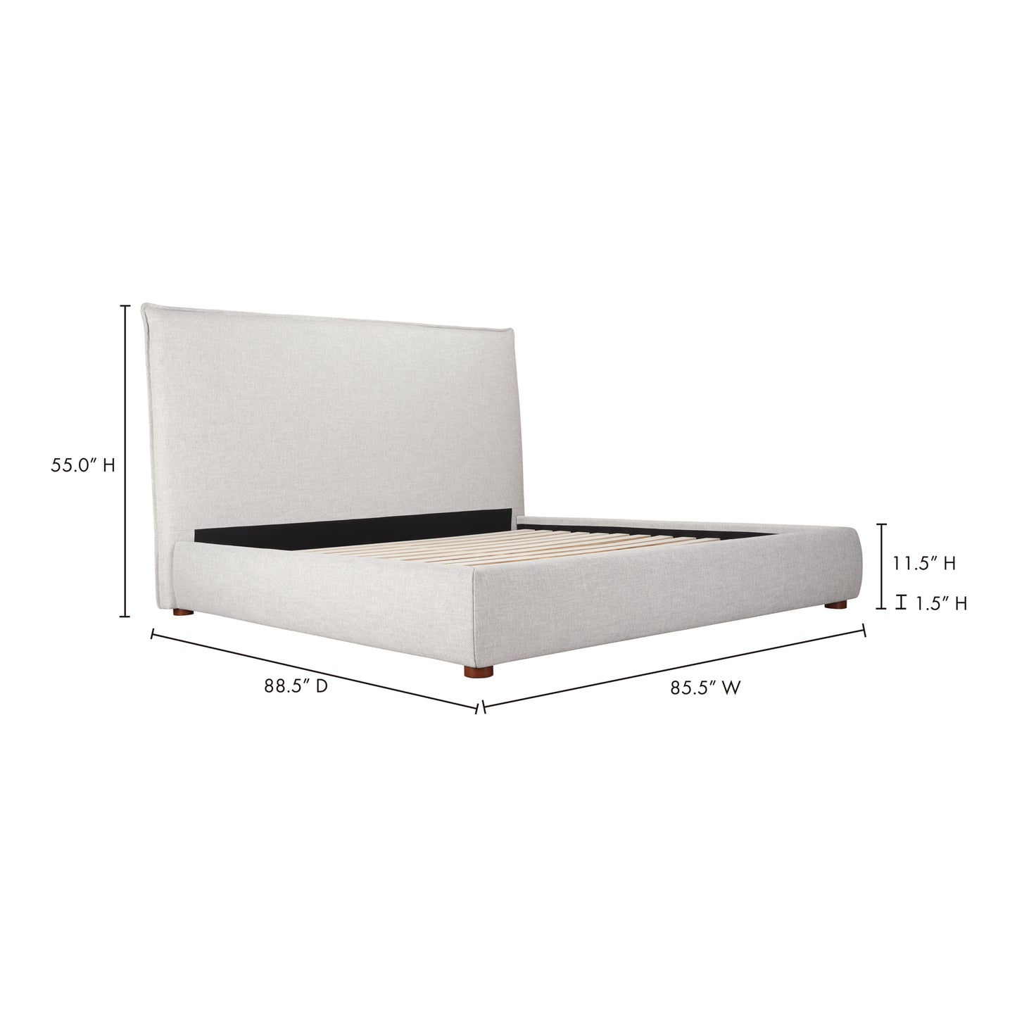 Luzon King Bed Tall Headboard Light Grey by Moe's Home