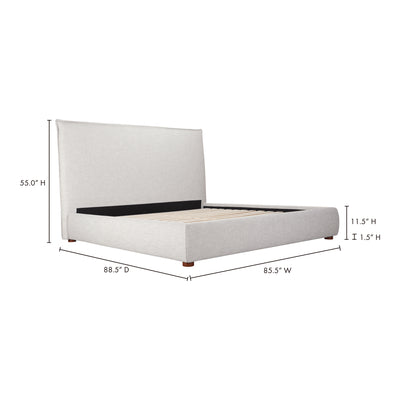 Luzon King Bed Tall Headboard Light Grey by Moe's Home