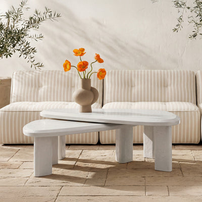 Sophie Outdoor Nesting Table Set Cream Lacquer by Moe's Home