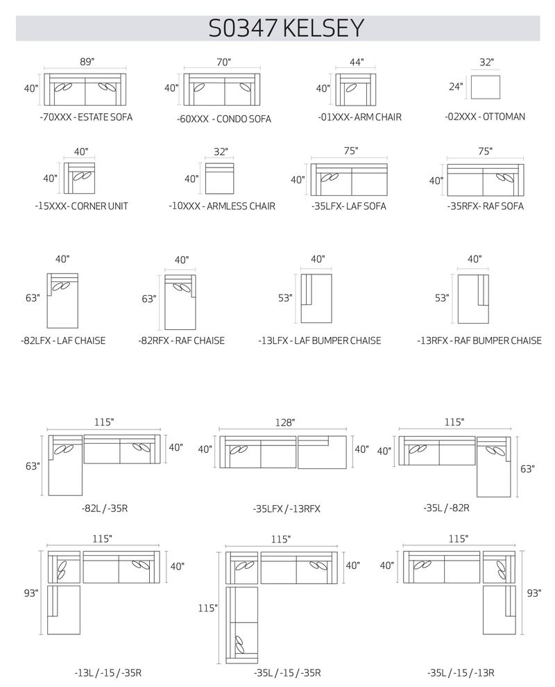 KELSEY RIGHT-ARM L-SECTIONAL WITH MODULAR CORNER