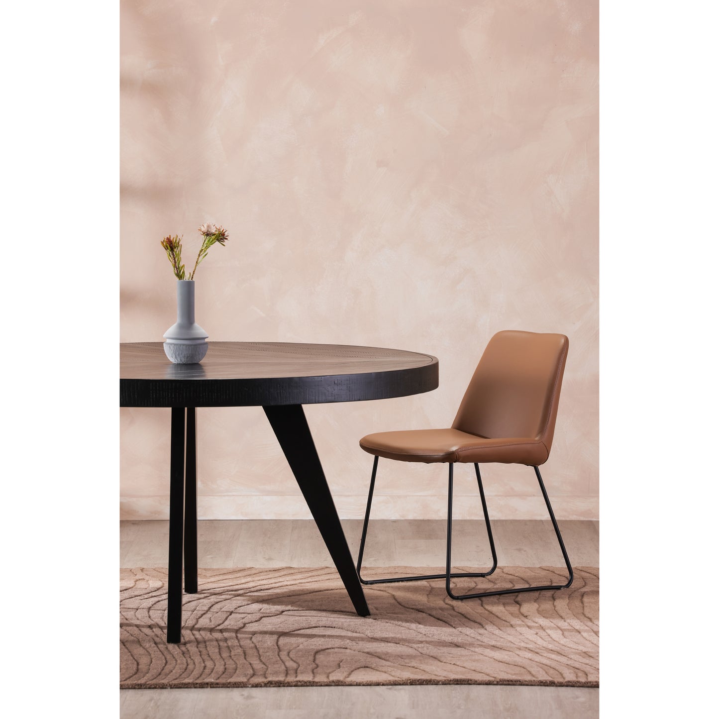 Parq 60 Inch Round Dining Table Black by Moe's Home