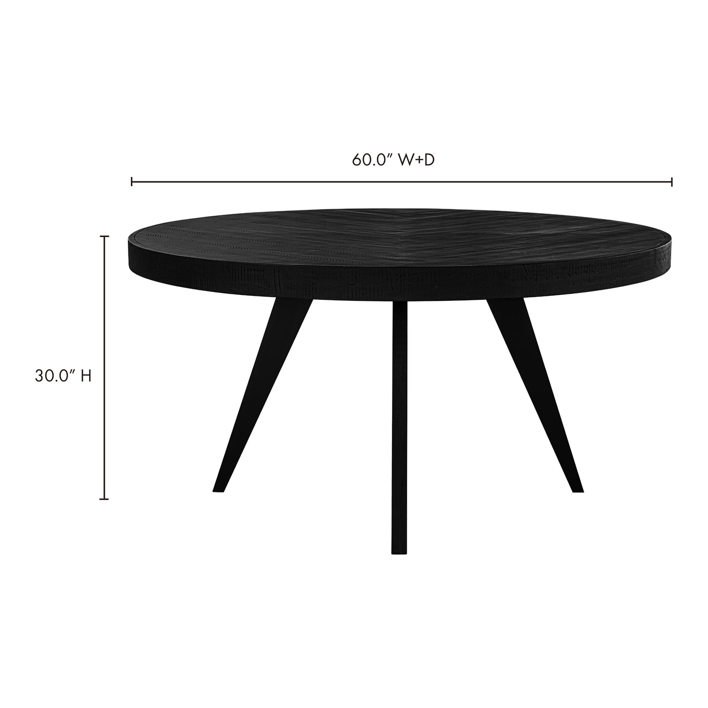 Parq 60 Inch Round Dining Table Black by Moe's Home