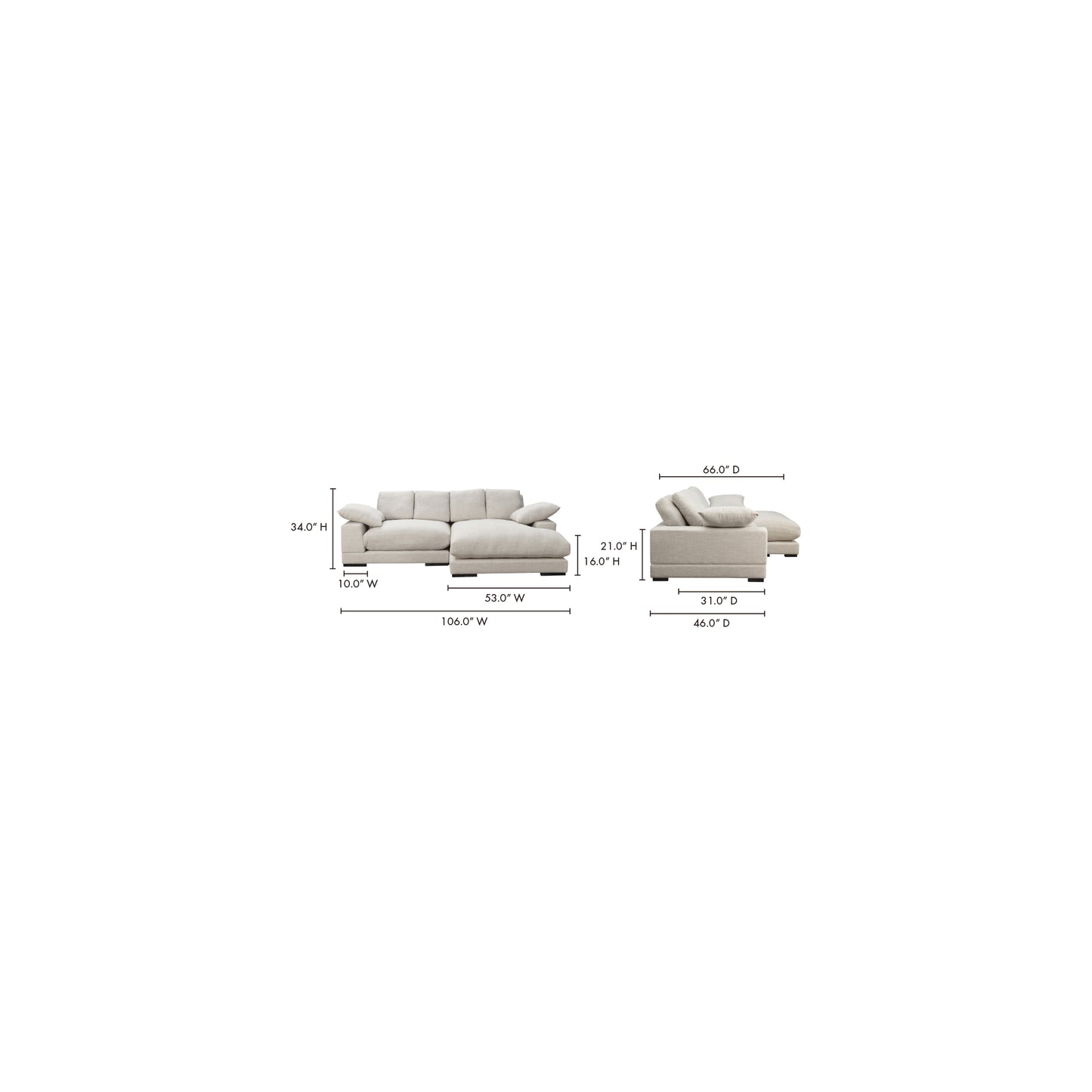 Plunge Sectional Sahara by Moe's Home