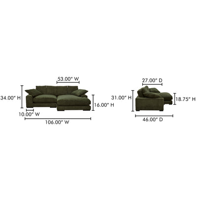 Plunge Sectional Dark Green by Moe's Home