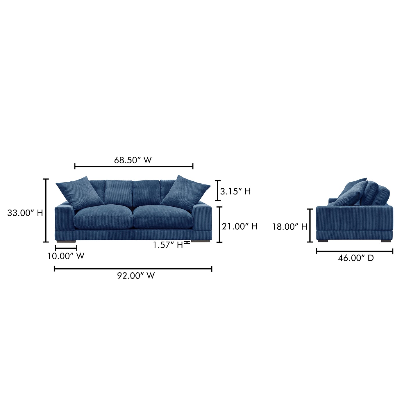 Plunge Sofa Navy by Moe's Home
