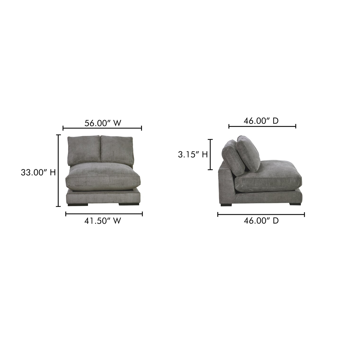 Plunge Slipper Chair Charcoal by Moe's Home