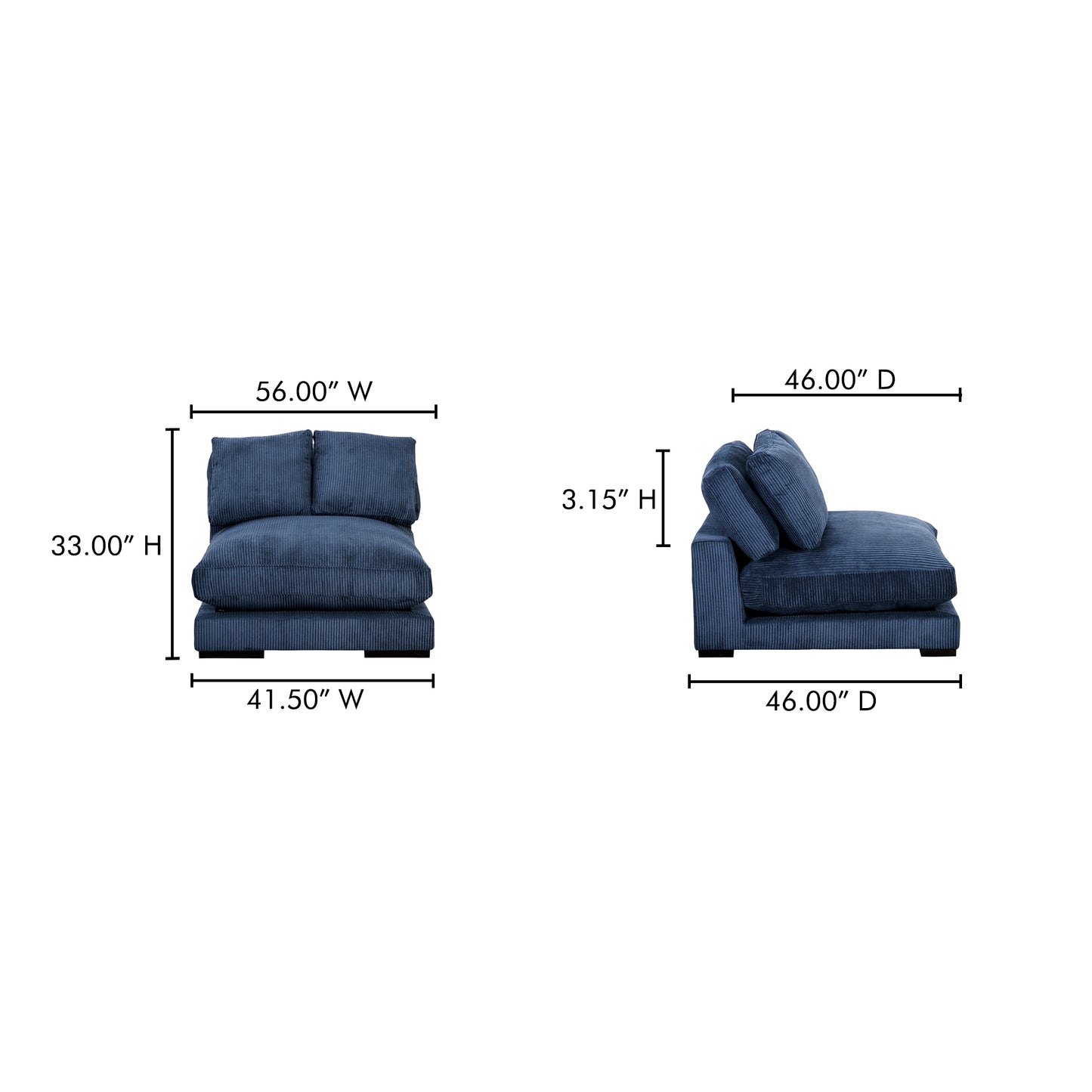 Plunge Slipper Chair Navy by Moe's Home