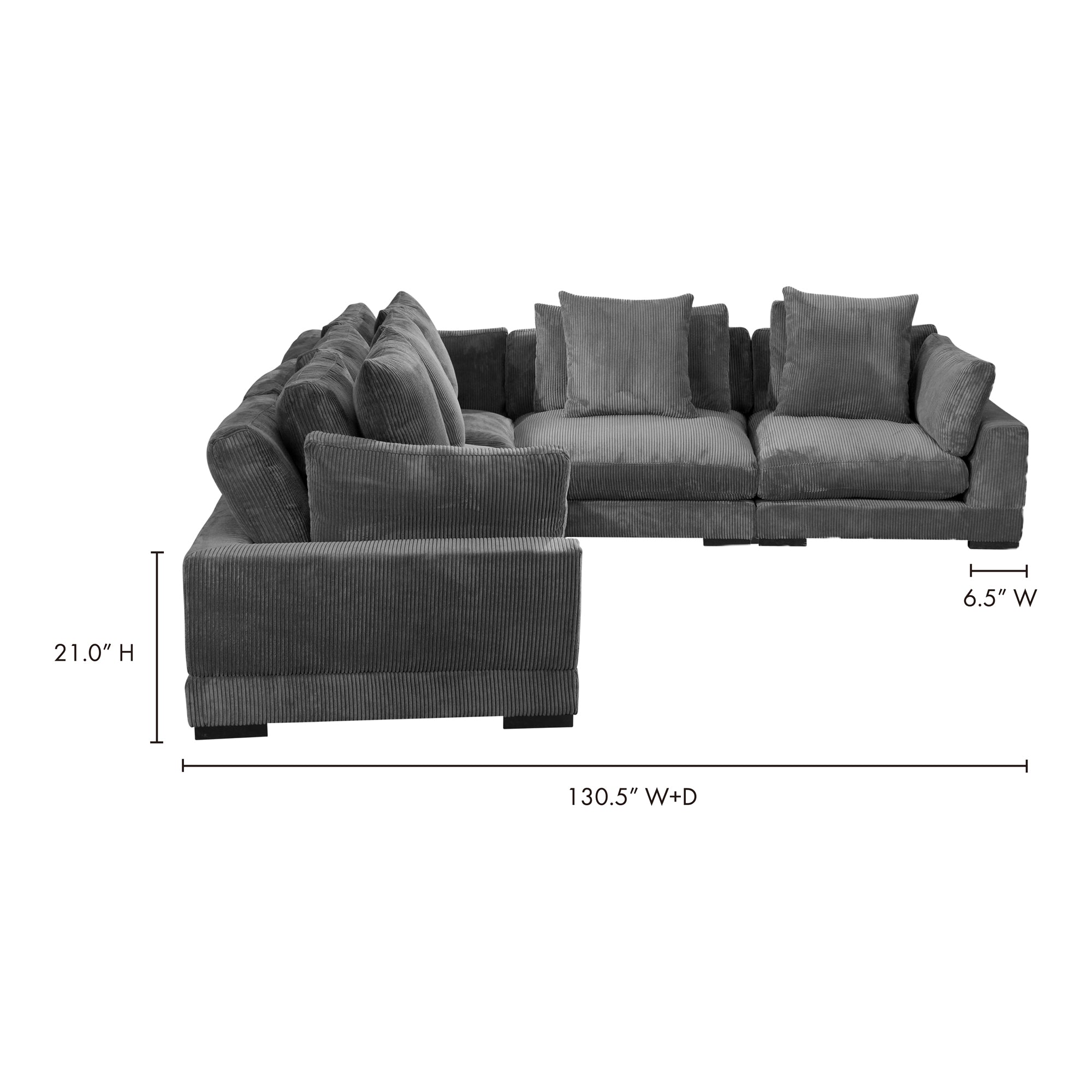 Tumble Classic L-Shaped Modular Sectional Charcoal Grey