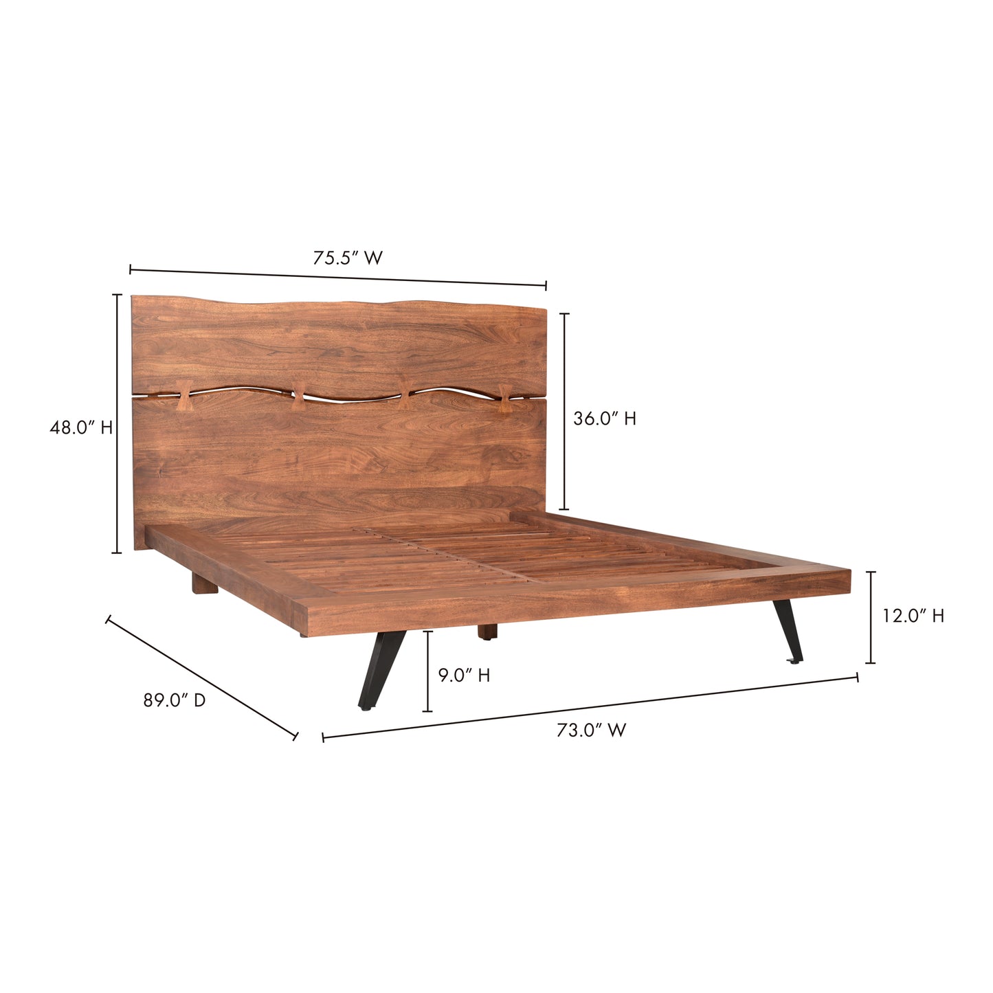 Madagascar Platform Bed Queen Brown by Moe's Home