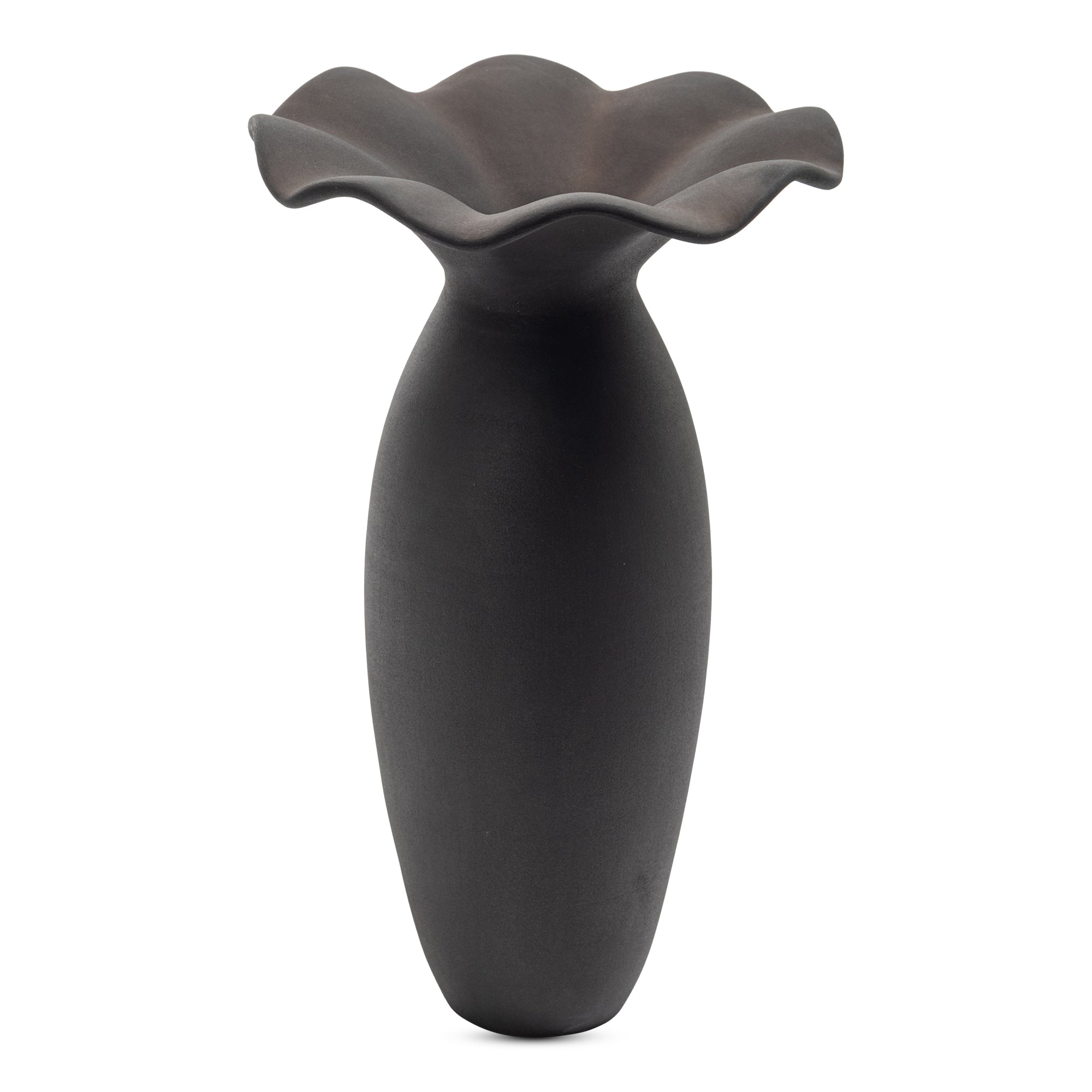 Ruffle 16 Inch Decorative Vessel Black | Black