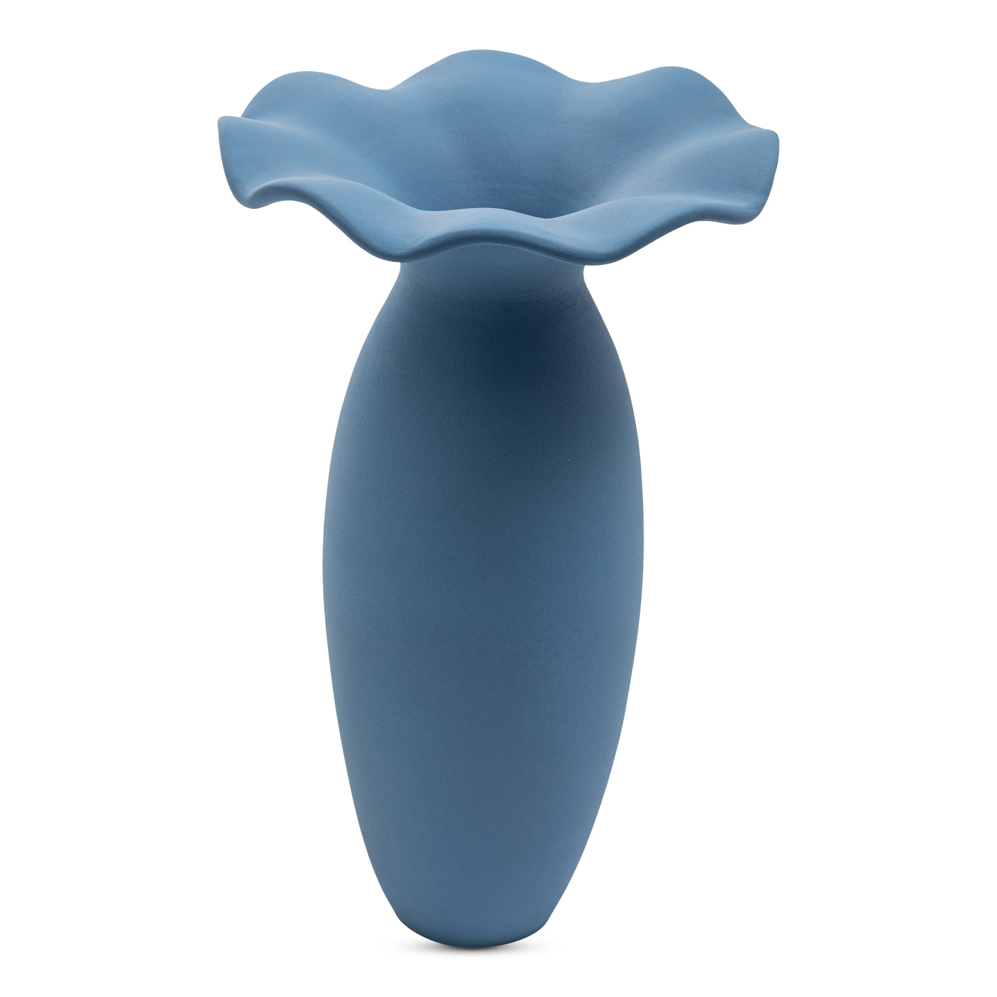 Ruffle 16In Decorative Vessel | Blue