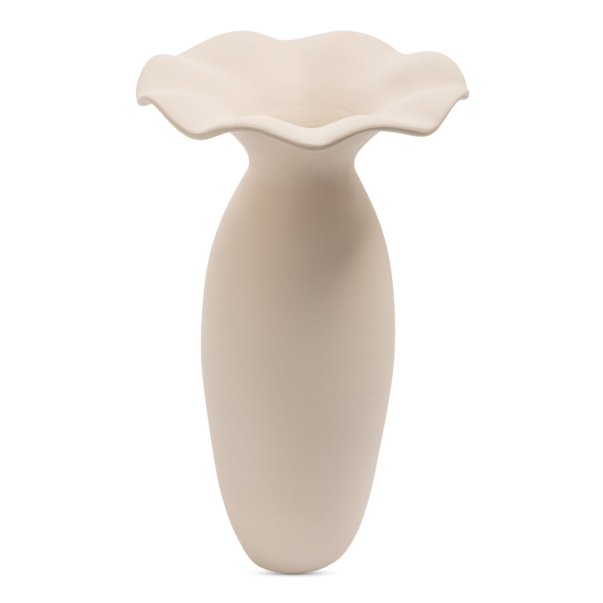 Ruffle 16In Descorative Vessel | Beige