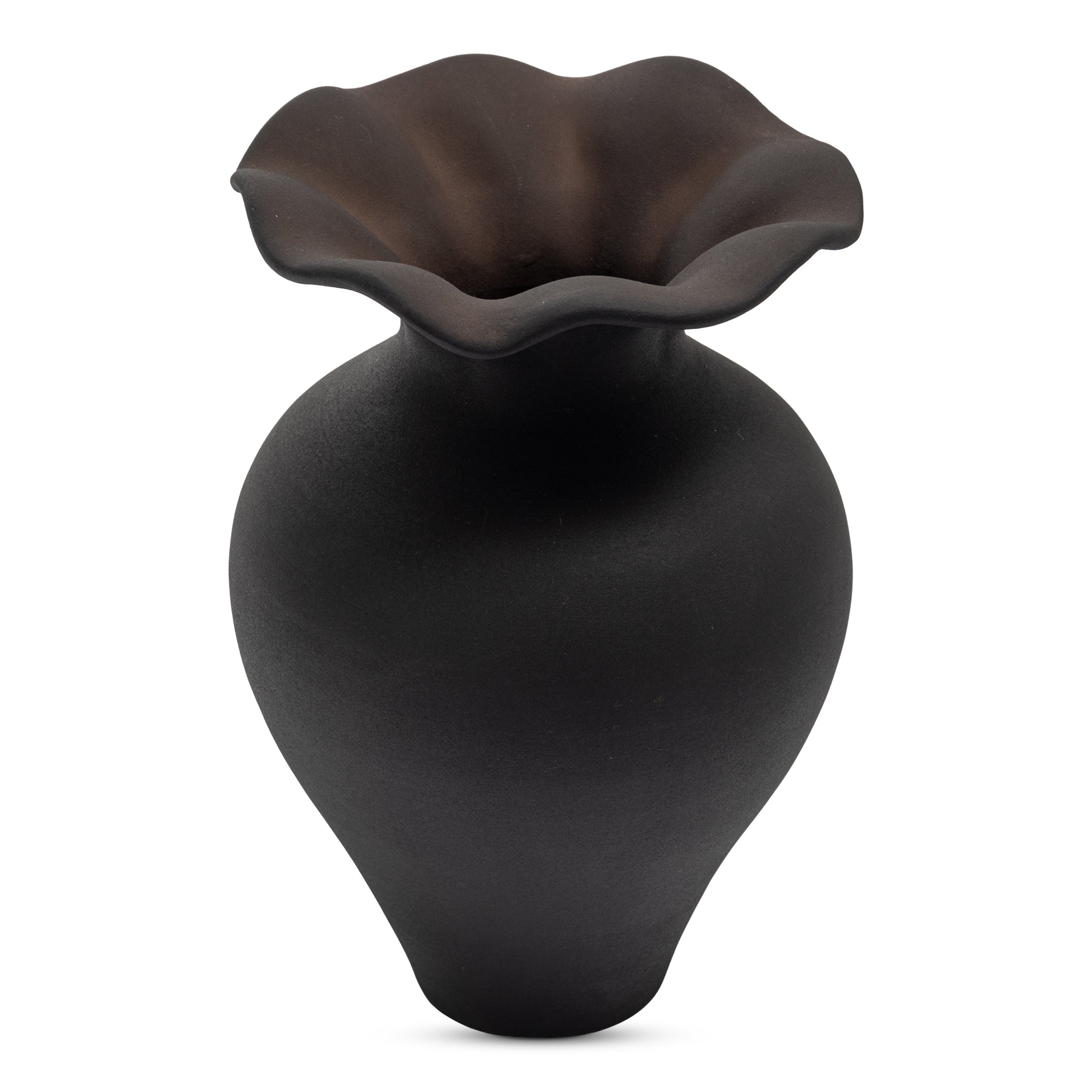 Ruffle 12 Inch Decorative Vessel Black | Black